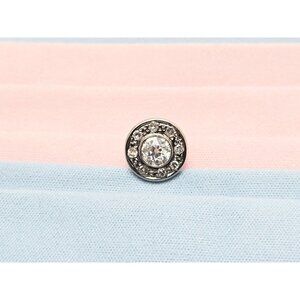 Beautiful 14K Karat Solid White Gold Designer Round Diamond Tie Tack Label Pin